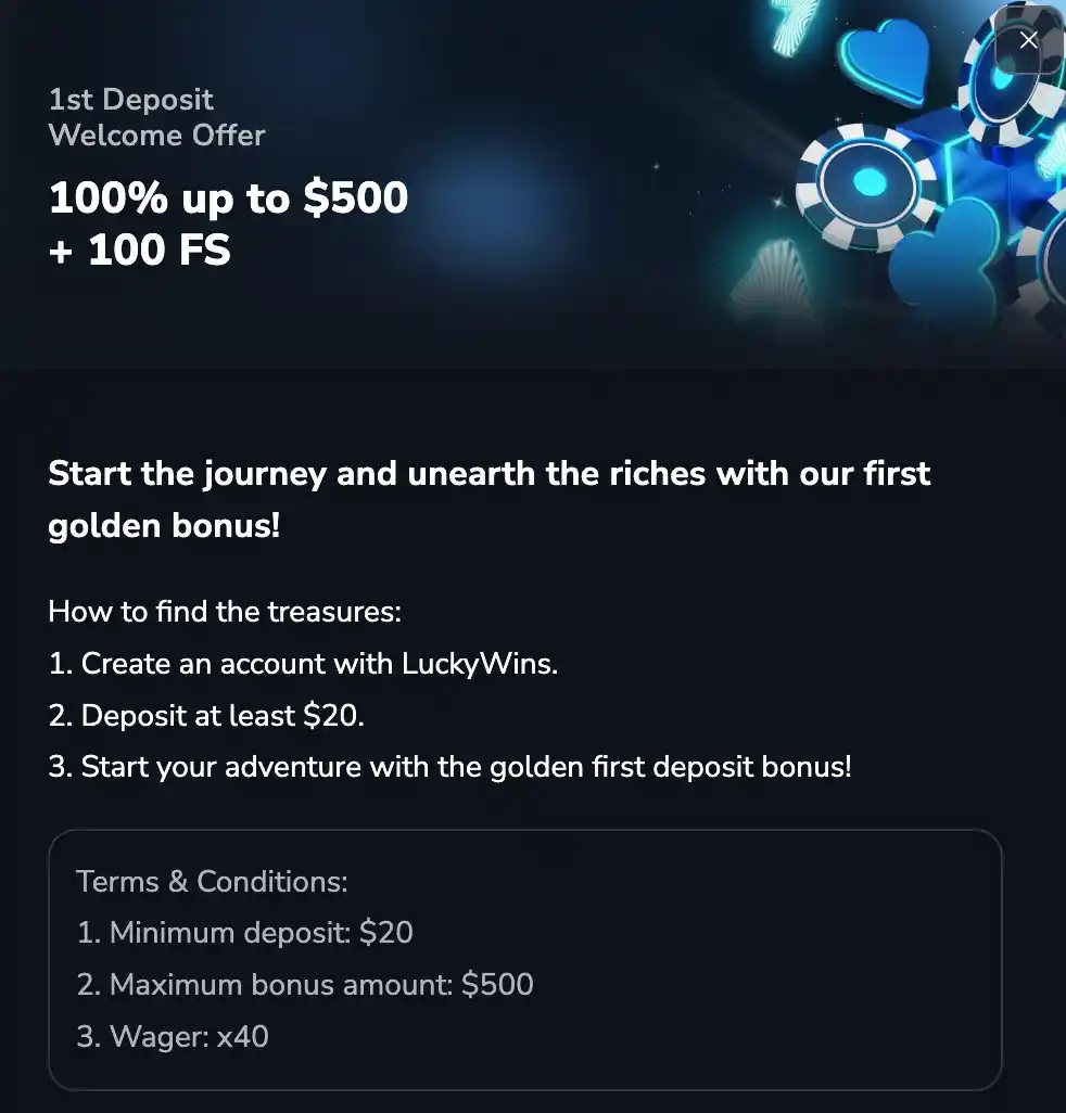 lucky wins bonus code