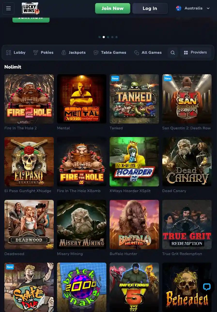 Nolimit Slots at Lucky Wins Online Casino